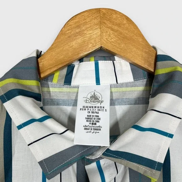Disney Haunted Mansion Mens Medium Multicolor Striped Madame Leota Button Shirt - Picture 4 of 10